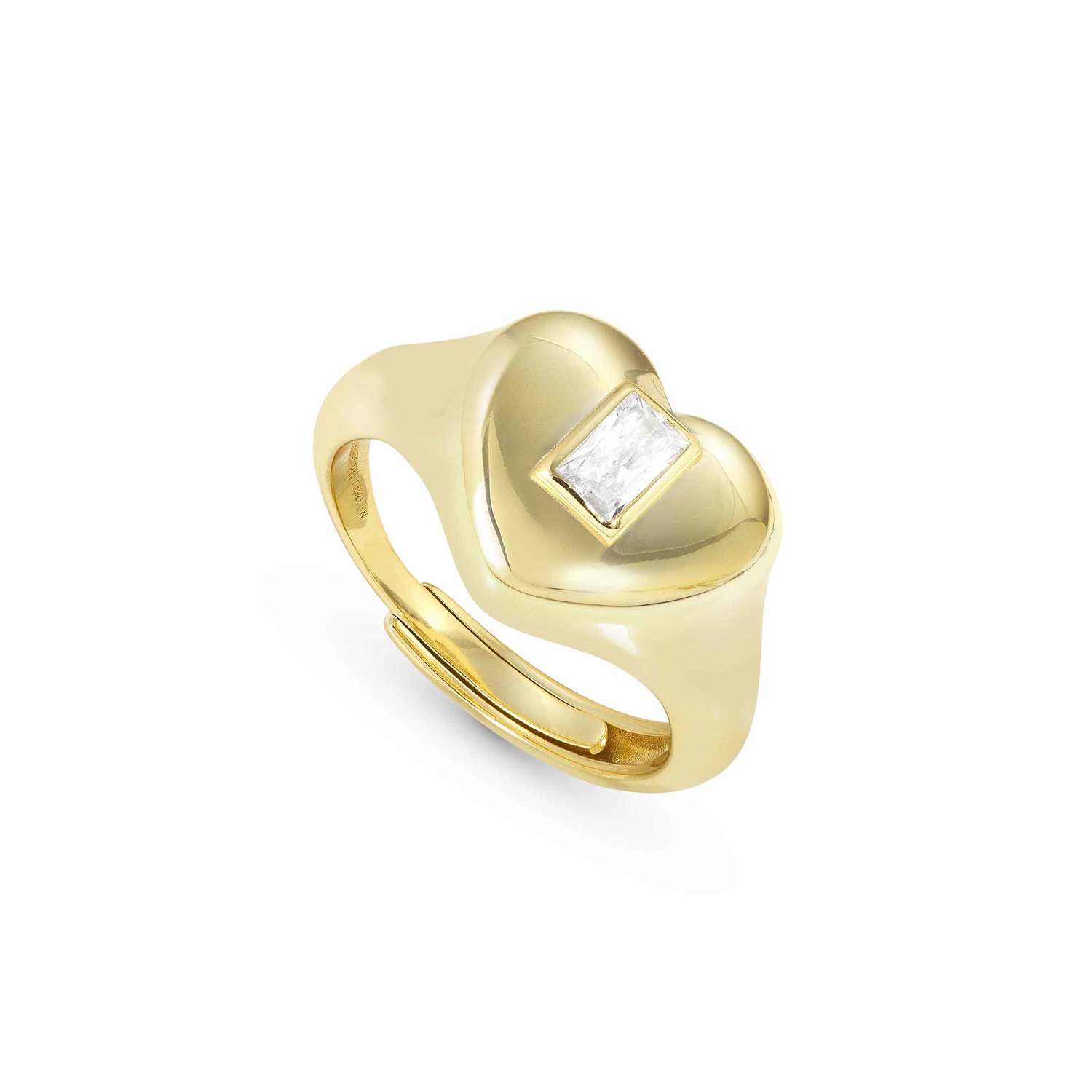 Nomination DOMINA Ring aus 925er Silber, vergoldet, mit Cubic Zirkonia verziert (031_Herz-006_Grosse 15)