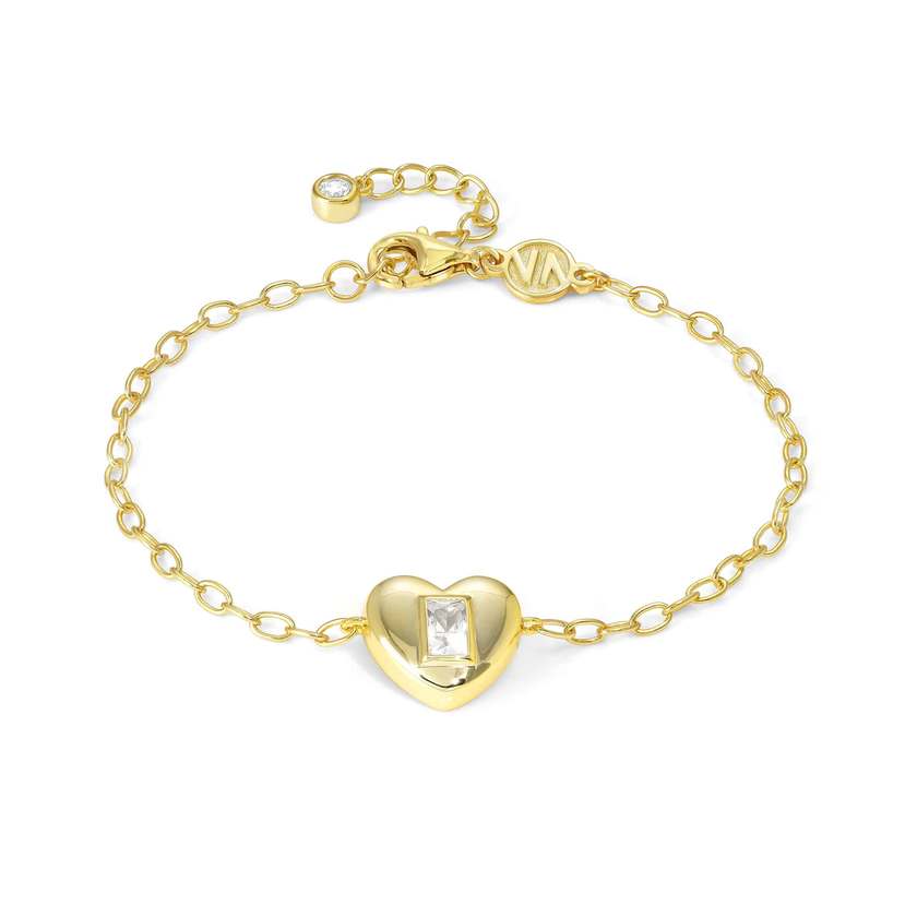 Nomination DOMINA Armband aus 925er Silber, vergoldet, dazu mit Cubic Zirkonia verziertes Schmuckelement (031_Herz)