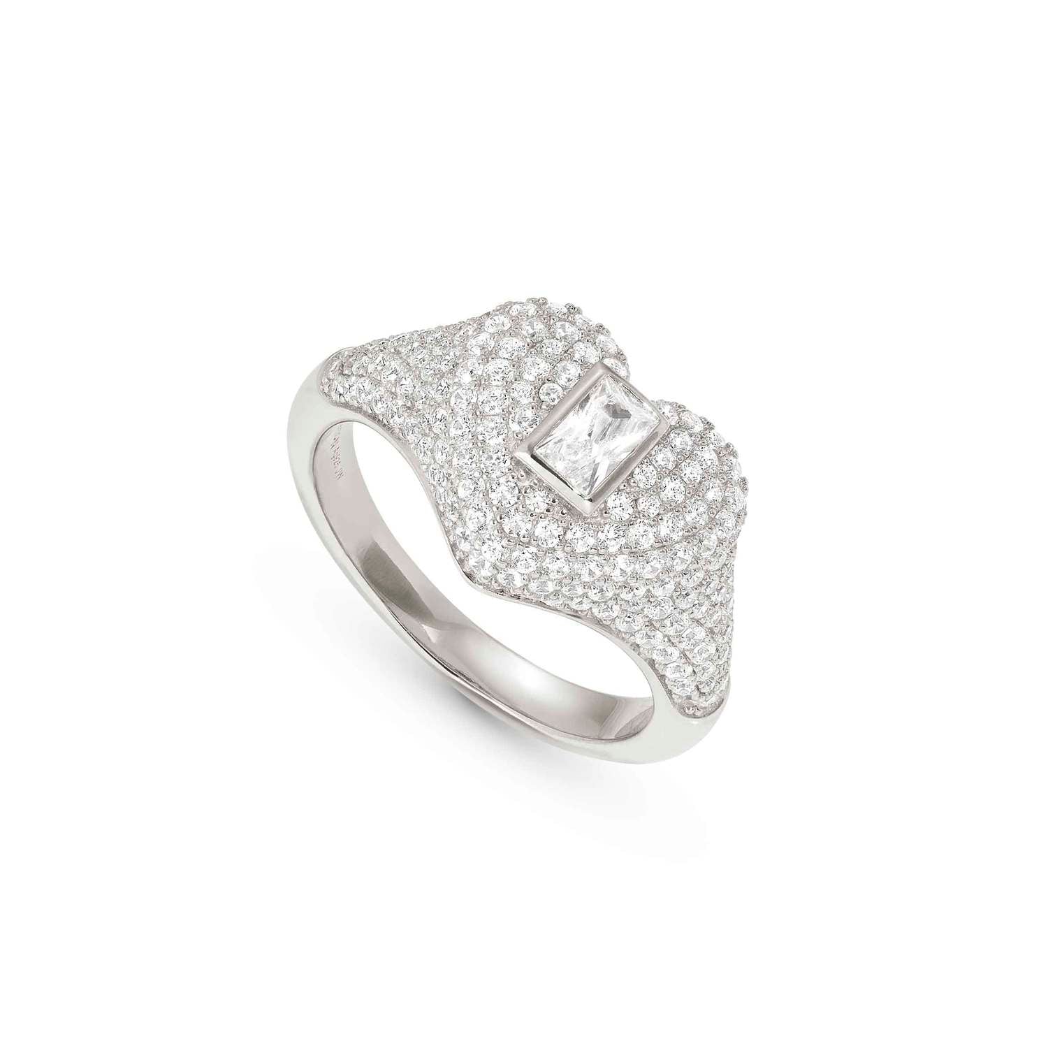 Nomination DOMINA Ring aus 925er Silber, mit Cubic Zirkonia in Pavé-Fassung besetzt (031_Herz-008_Grosse 17)
