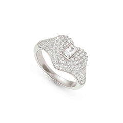 Nomination DOMINA Ring aus 925er Silber, mit Cubic Zirkonia in Pavé-Fassung besetzt (031_Herz-008_Grosse 17)