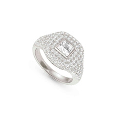 Nomination DOMINA Ring aus 925er Silber, mit Cubic Zirkonia in Pavé-Fassung besetzt (036_(Quadrat)-005_Grosse 13)