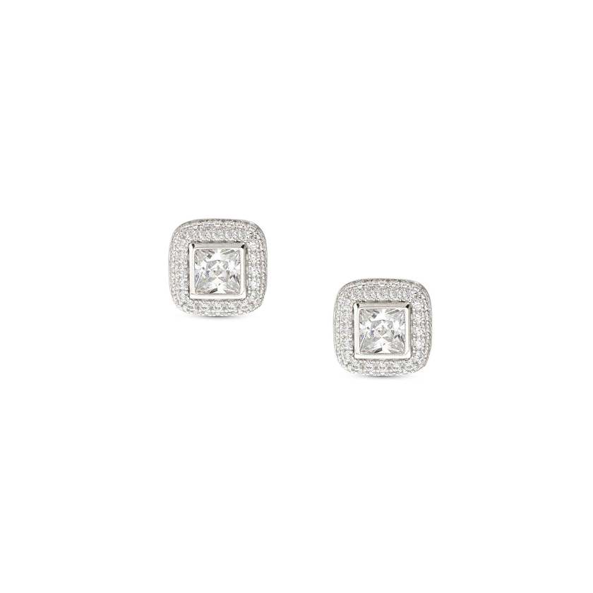 Nomination DOMINA Ohrstecker aus 925er Silber, mit Cubic Zirkonia in Pavé-Fassung besetzt (036_(Quadrat))