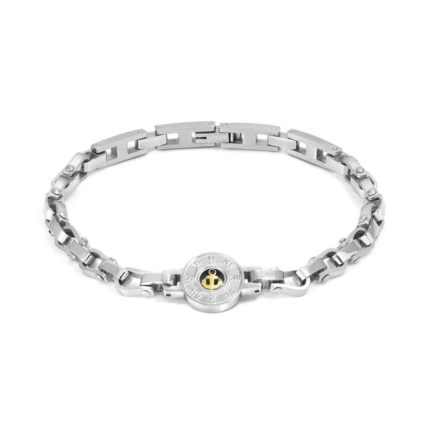 Nomination MANVISION Armband aus Edelstahl, dazu mit Cubic Zirkonia verzierter Anker (012_(Gelb vergoldet))