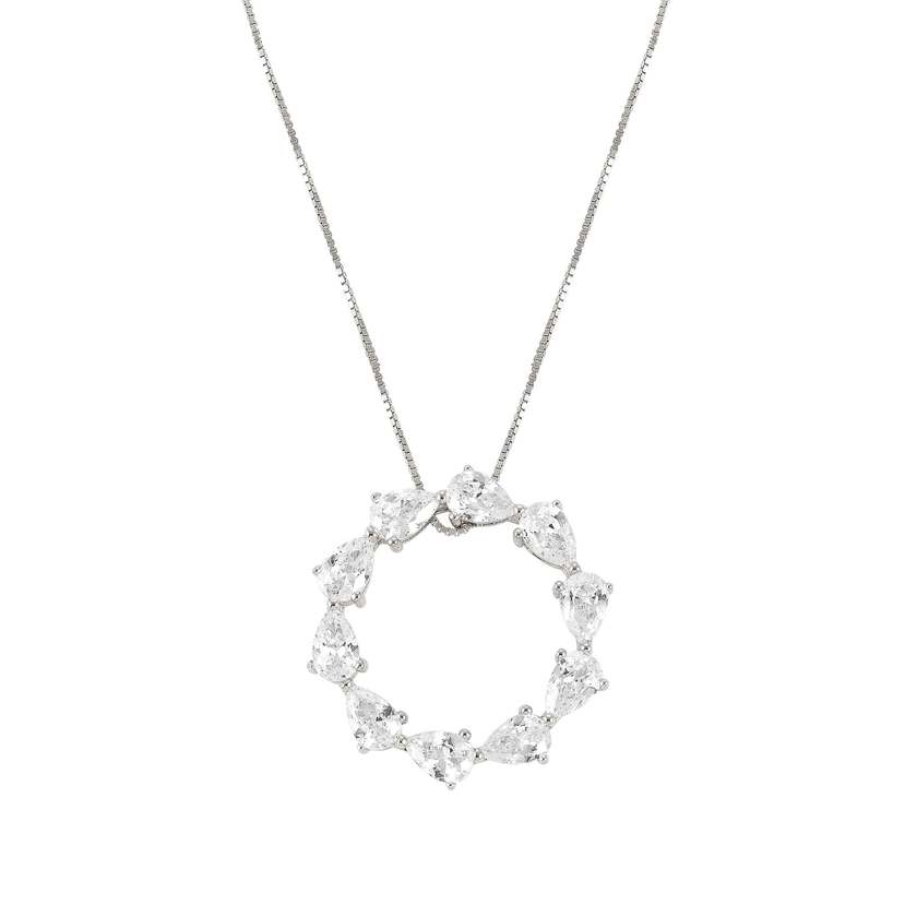 Nomination COLOUR WAVE Halskette aus 925er Silber, dazu mit Cubic Zirkonia besetzter Kreis-Anhaenger (001_WEISS)