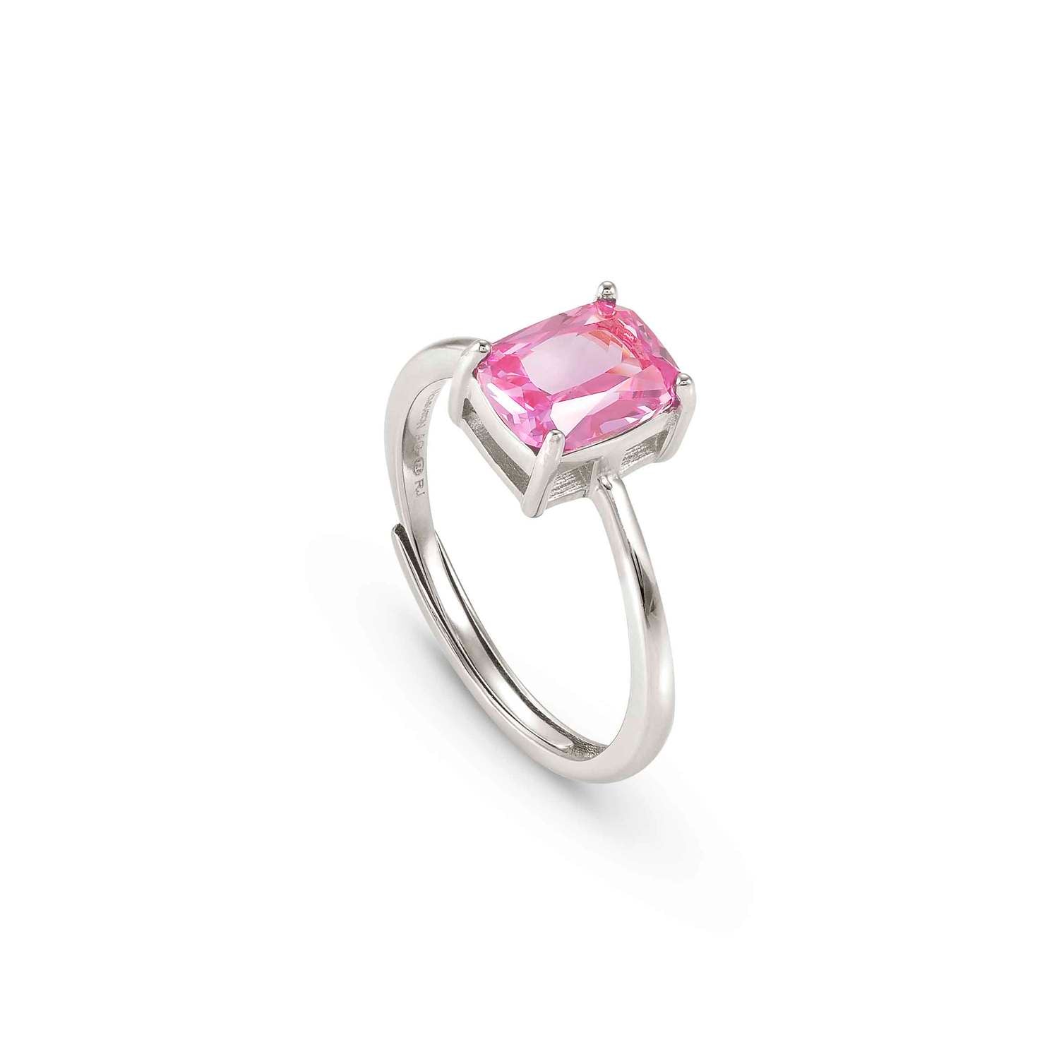 Nomination COLOUR WAVE 'Solitaer'-Ring aus 925er Silber, mit Cubic Zirkonia verziert (028_(Silber, Rosa))