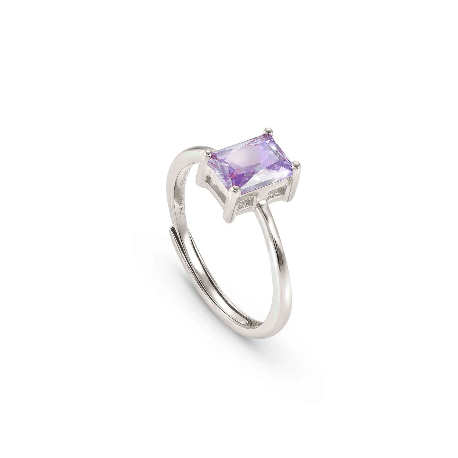 Nomination COLOUR WAVE 'Solitaer'-Ring aus 925er Silber, mit Cubic Zirkonia verziert (030_(Silber, Lavendel))