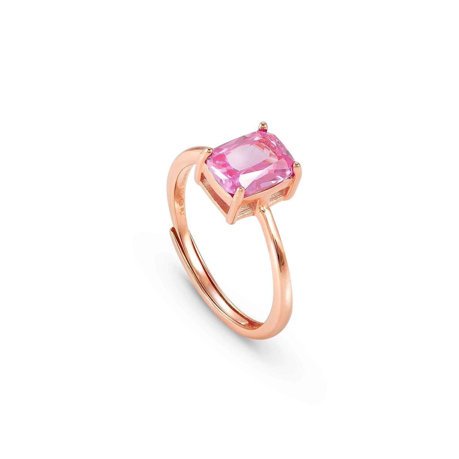 Nomination COLOUR WAVE 'Solitaer'-Ring aus 925er Silber, mit Cubic Zirkonia verziert (031_(rosé vergoldet, Rosa))