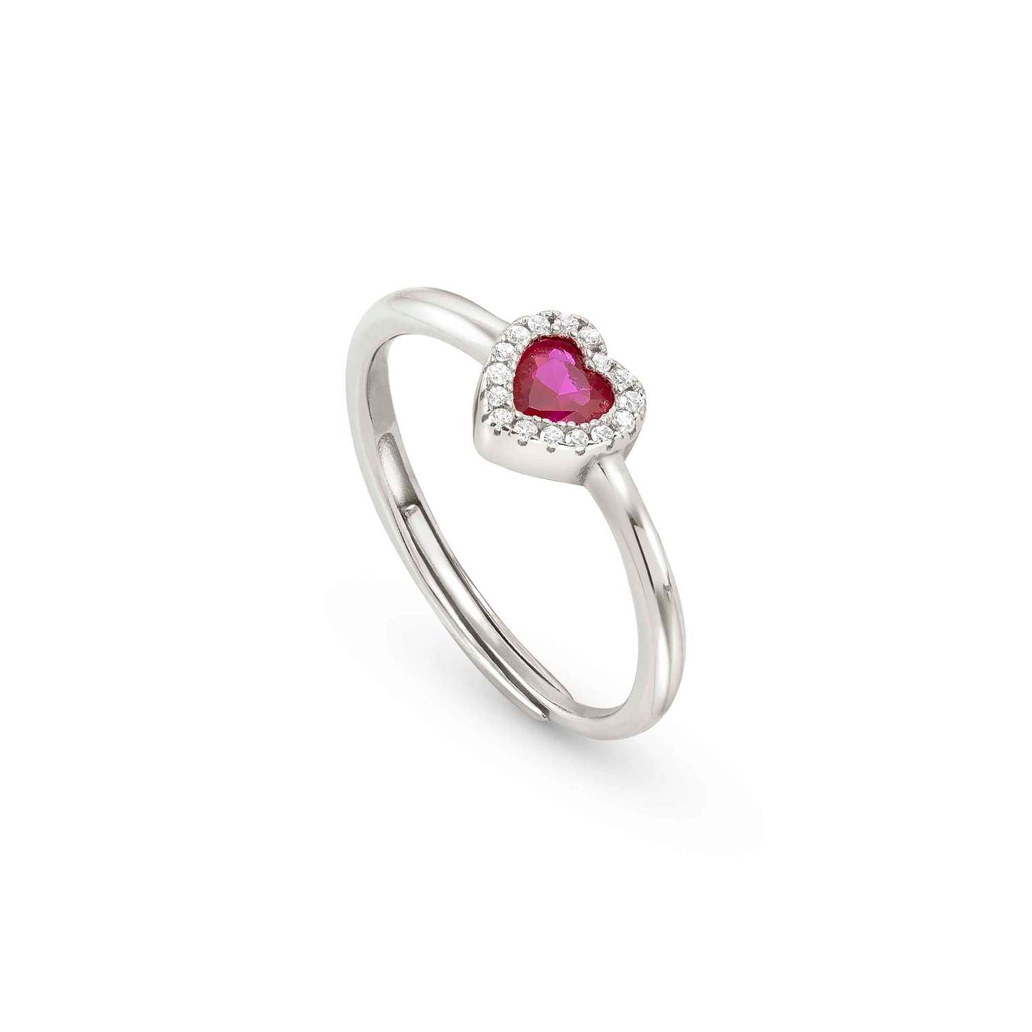 Nomination ALLMYLOVE Ring aus 925er Silber, dazu 1 mit Cubic Zirkonia besetztes Herz (006_ROT)