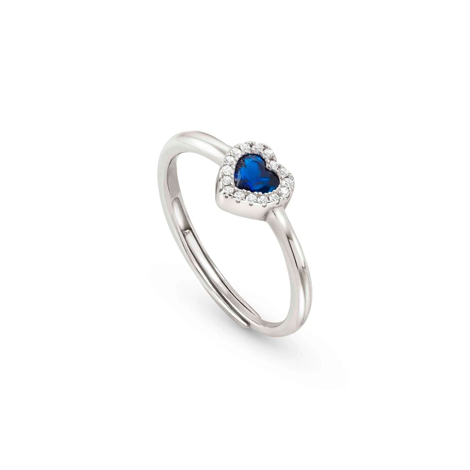 Nomination ALLMYLOVE Ring aus 925er Silber, dazu 1 mit Cubic Zirkonia besetztes Herz (012_BLAU)