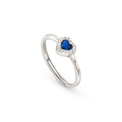 Nomination ALLMYLOVE Ring aus 925er Silber, dazu 1 mit Cubic Zirkonia besetztes Herz (012_BLAU)