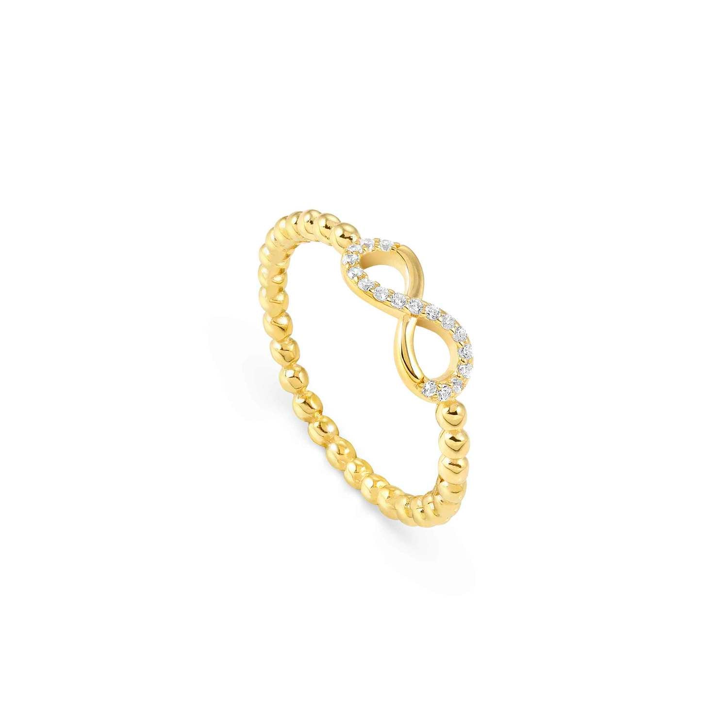 Nomination LOVECLOUD Ring aus 925er Silber, dazu mit Cubic Zirkonia besetztes Schmuckelement (005_Infinity Gelbgold-004_Grosse 11)