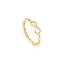Nomination LOVECLOUD Ring aus 925er Silber, dazu mit Cubic Zirkonia besetztes Schmuckelement (005_Infinity Gelbgold-004_Grosse 11)