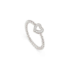 Nomination LOVECLOUD Ring aus 925er Silber, dazu mit Cubic Zirkonia besetztes Schmuckelement (009_Herz Silber-005_Grosse 13)