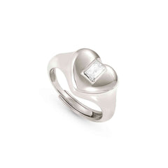 Nomination DOMINA Ring aus 925er Silber, mit Cubic Zirkonia verziert (031_Herz-004_Grosse 11)