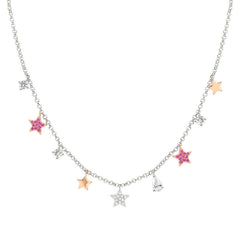 Nomination LUCENTISSIMA Halskette aus 925er Silber, mit Charm-Anhängern und Cubic Zirkonia-Pavés verziert (033_(Stern, Rose))