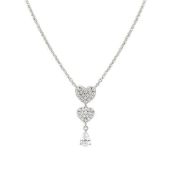Nomination LUCENTISSIMA Y-Kette aus 925er Silber, mit Cubic Zirkonia-Anhaengern in Pavefassung verziert (001_Silbernes Herz)