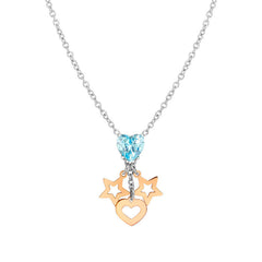 Nomination PRINCIPESSINA Halskette aus Edelstahl, mit Cubic Zirkonia im Herz-Schliff und rose PVD-beschichteten Anhaengern verziert (023_Stern)