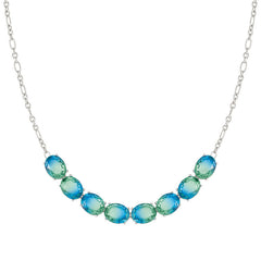 Nomination SYMBIOSI Halskette aus 925er Silber, mit Glassteinen (zweifarbig, klein) verziert (025_(Hellblau/Gruen, Silber))