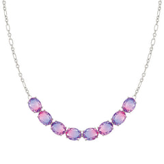 Nomination SYMBIOSI Halskette aus 925er Silber, mit Glassteinen (zweifarbig, klein) verziert (028_(Rosa/Violett, Silber))