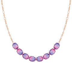 Nomination SYMBIOSI Halskette aus 925er Silber, mit Glassteinen (zweifarbig, klein) verziert (030_(Rosa/Violett, Rosegold))