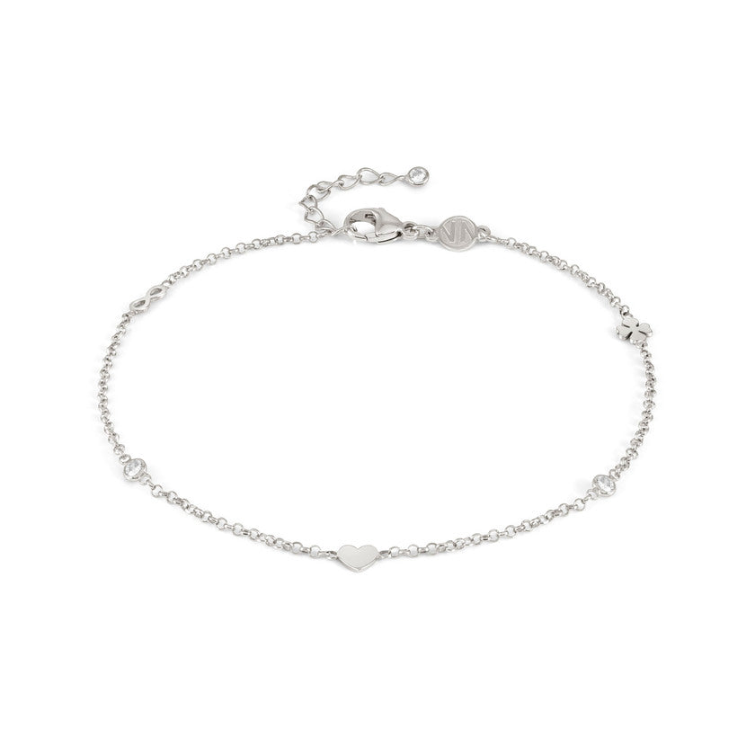 Nomination ANKLETS Fusskette aus 925er Silber, mit Cubic Zirkonia verziert (050_gemischt)