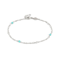 Nomination ANKLETS Fusskette aus 925er Silber, mit Cubic Zirkonia und Edelsteinen verziert (003_TURKIS)