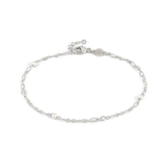 Nomination ANKLETS Fusskette aus 925er Silber, mit Cubic Zirkonia und Edelsteinen verziert (007_PERLE WEISS)