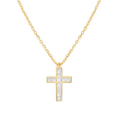 Nomination CARISMATICA Halskette aus 925er Silber (vergoldet), dazu Kreuz-Anhaenger (gross), mit Cubic Zirkonia besetzt (001_WEISS)