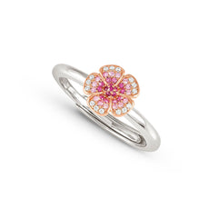 Nomination CRYSALIS Ring aus 925er Silber, dazu Schmuckelement (klein), rosevergoldet und mit Cubic Zirkonia besetzt (010_Blume)