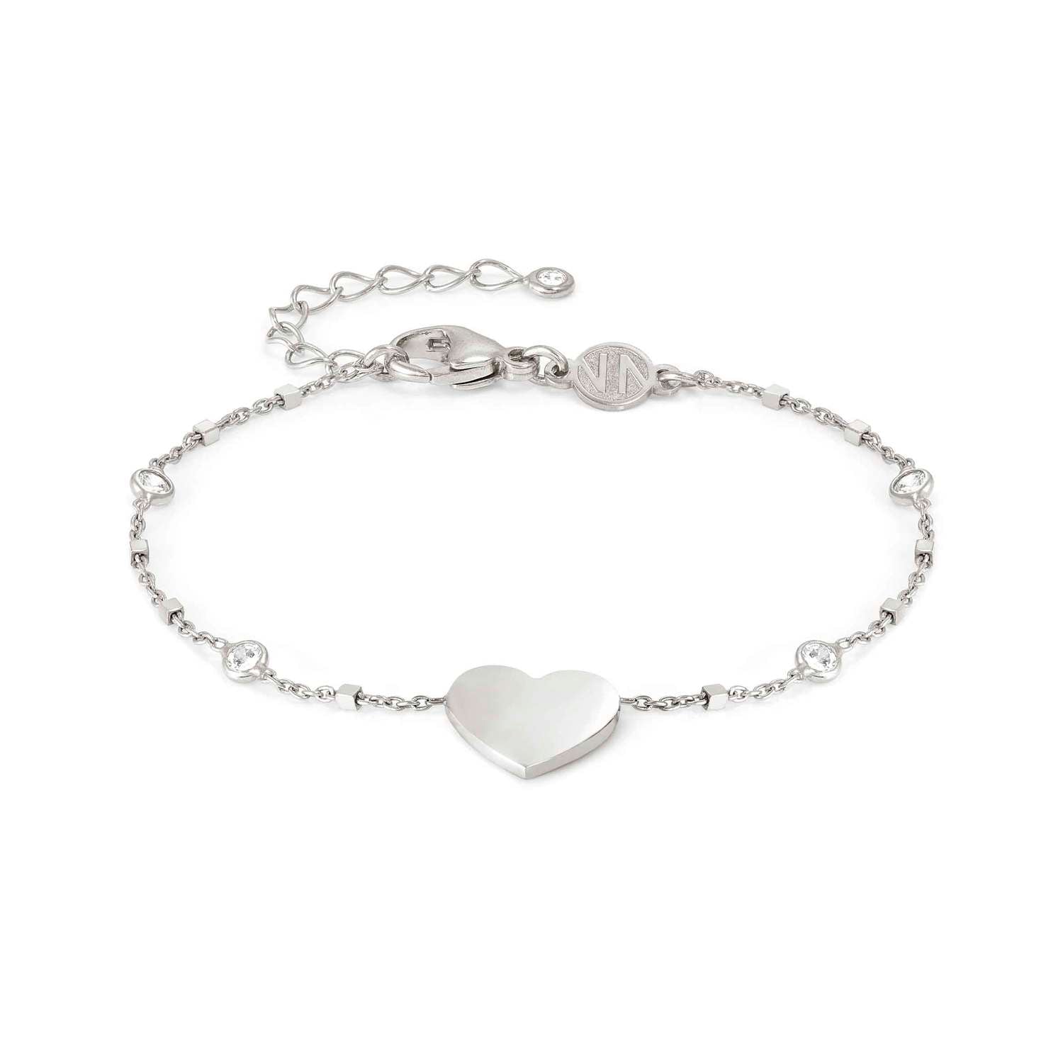 Nomination MESSAGGI D'AMORE Armband mit individuell gravierter Plakette aus 925er Silber, mit Cubic Zirkonia verziert (022_Herz)
