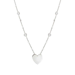 Nomination MESSAGGI D'AMORE Kugelhalskette mit individuell gravierter Plakette aus 925er Silber, mit Cubic Zirkonia verziert (022_Herz)