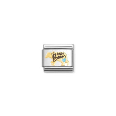 Nomination COMPOSABLE CLASSIC SYMBOLE Element aus Edelstahl, mit 18Kt Gelbgold und Emaille verziert, (82_(Mum Bear, Hellblau))