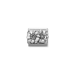 Nomination COMPOSABLE CLASSIC OXIDIERTE SYMBOLE aus Edelstahl, mit 925er Silber verziert, (73_(Blumen))