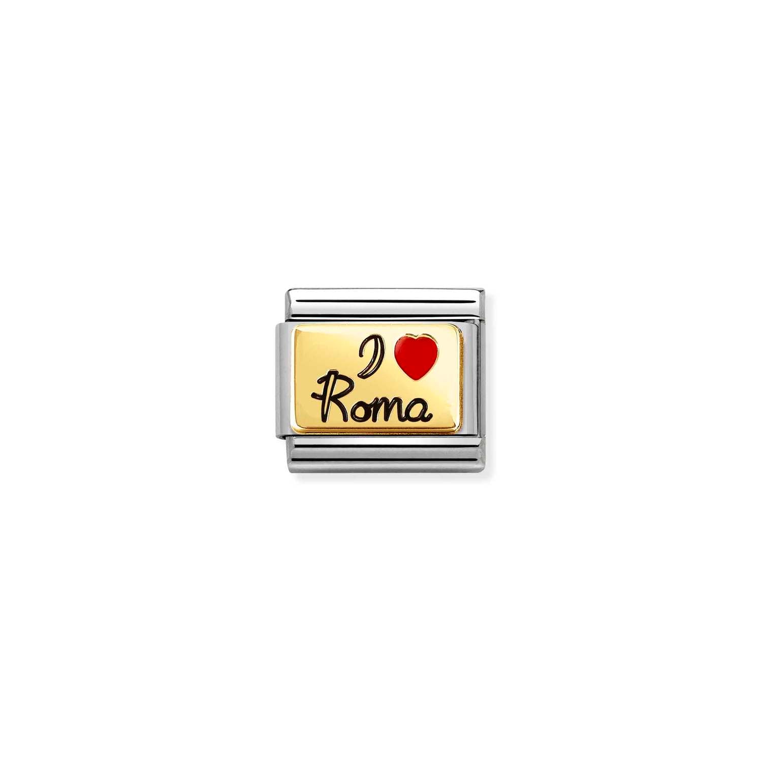 Nomination Composable Classic GEOGRAPHIC WR, Edelstahl, Email und 18K-Gold (55_(I Love Roma, Emaille/Schwarz))