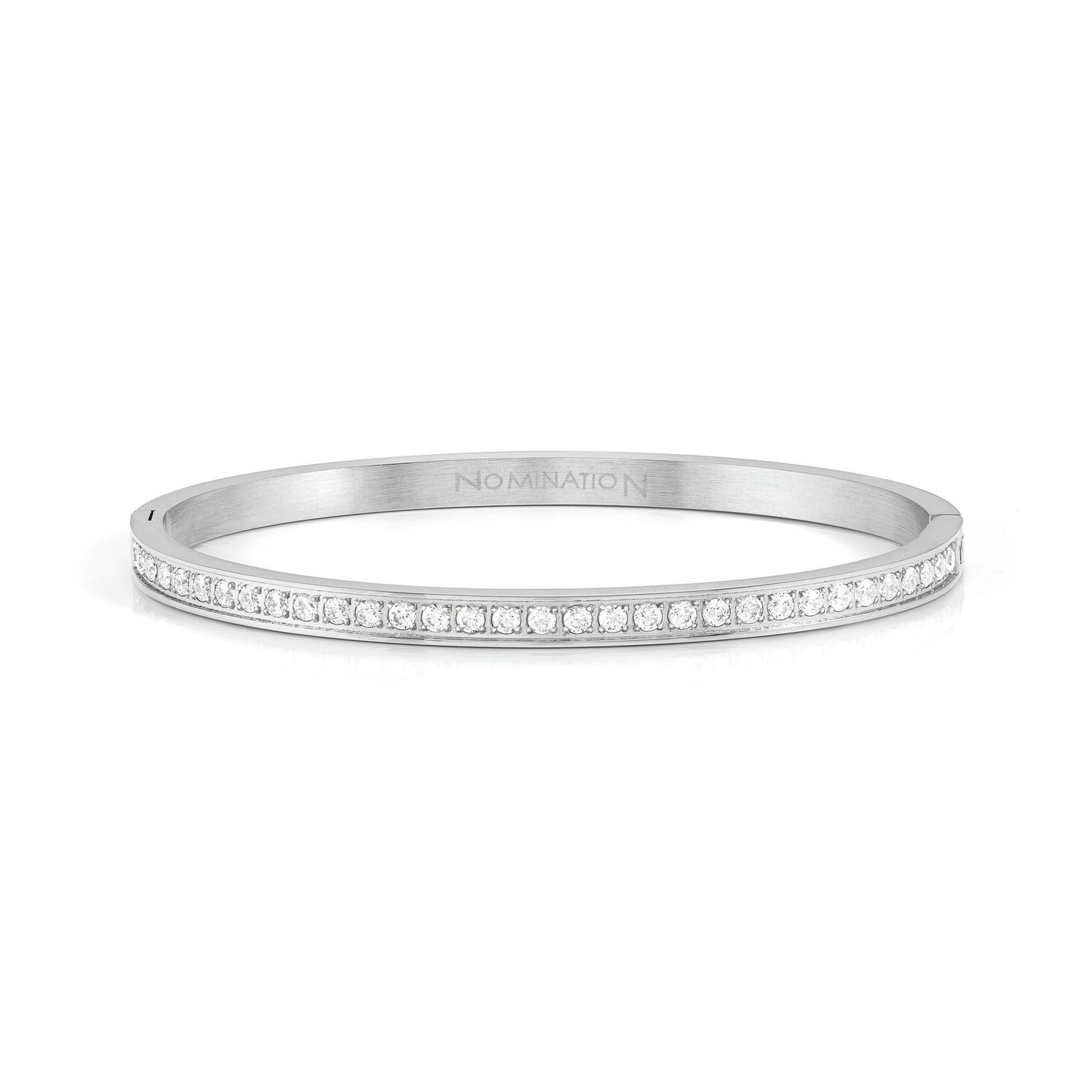 Nomination PRETTY BANGLES Armreif aus Edelstahl (Medium), mit Cubic Zirkonia besetzt (001_WEISS)