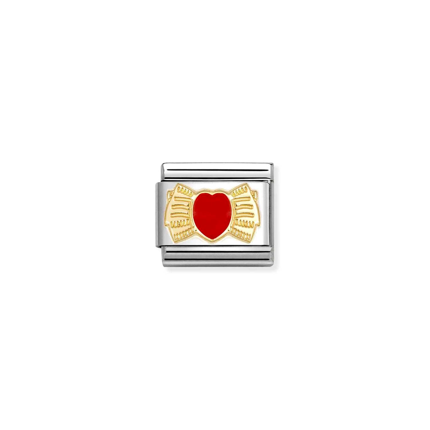 Nomination Composable Classic LOVE Edelstahl, Email und 18K-Gold (56_(Herzschleife, Rot))