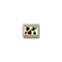 Nomination COMPOSABLE CLASSIC PLAETTCHEN Edelstahl, Email und 18k gold (68_(Herzenmuster, Schwarz))