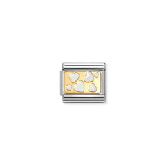 Nomination COMPOSABLE CLASSIC PLAETTCHEN Edelstahl, Email und 18k gold (70_(Herzenmuster, Weiß))