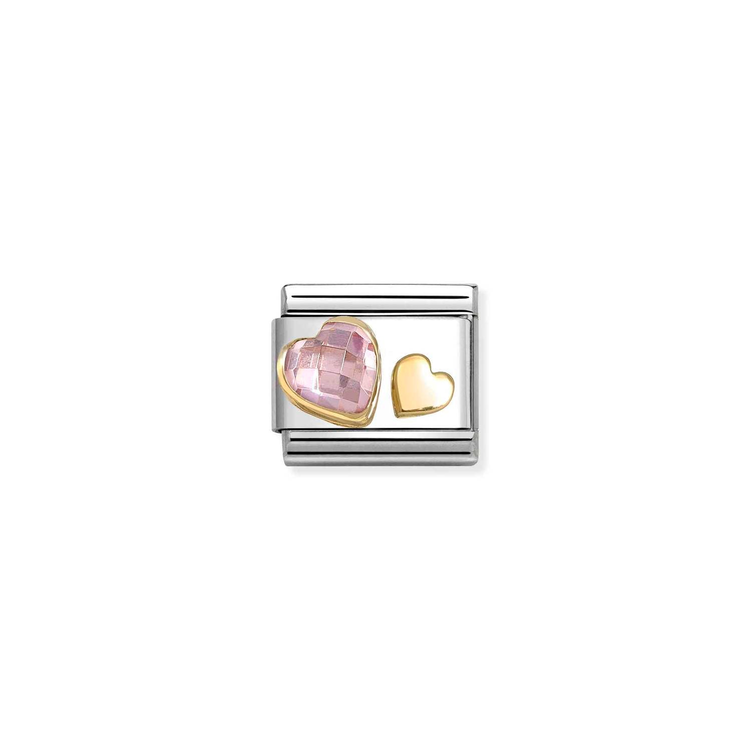 Nomination COMPOSABLE CLASSIC Element aus Edelstahl, mit facettiertem Cubic Zirkonia und 18kt-Gold verziert (06_(Herz, Rosa))