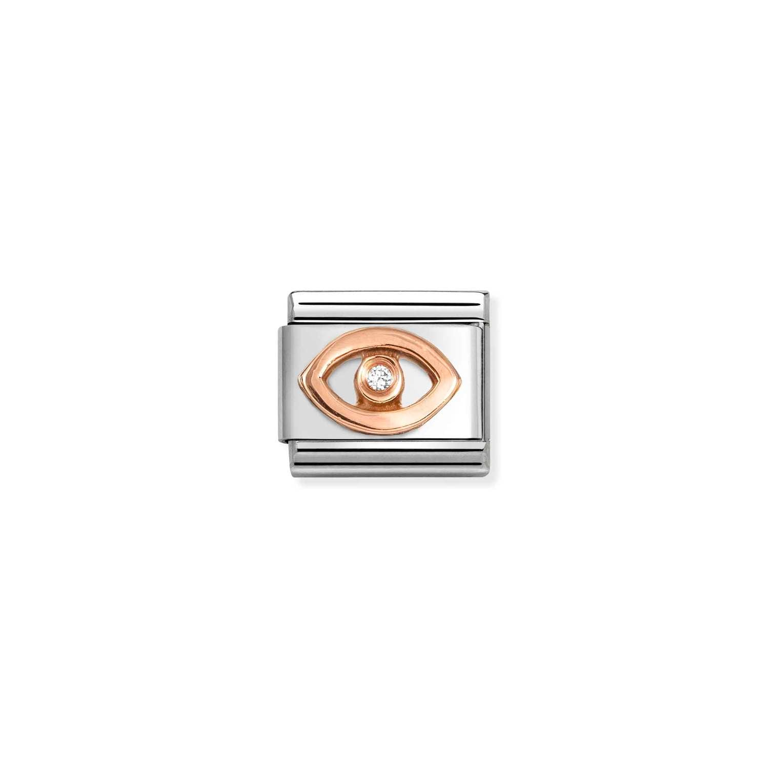 Nomination COMPOSABLE CLASSIC SYMBOLE aus Edelstahl, mit 9Kt Rosegold verziert, (49_(Auge, Weiß))