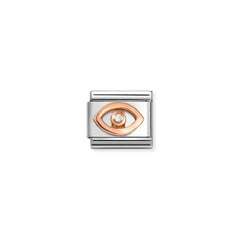 Nomination COMPOSABLE CLASSIC SYMBOLE aus Edelstahl, mit 9Kt Rosegold verziert, (49_(Auge, Weiß))