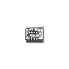 Nomination COMPOSABLE CLASSIC Element aus Edelstahl, dazu mit Cubic Zirkonia verziertes Sternzeichen-Relief aus 925er Silber (08_Skorpion)