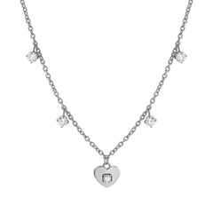 Nomination MYSOPHIE Halskette aus Edelstahl, dazu 1 Symbol und Charm-Anhänger, mit Cubic Zirkonia verziert (022_Herz)