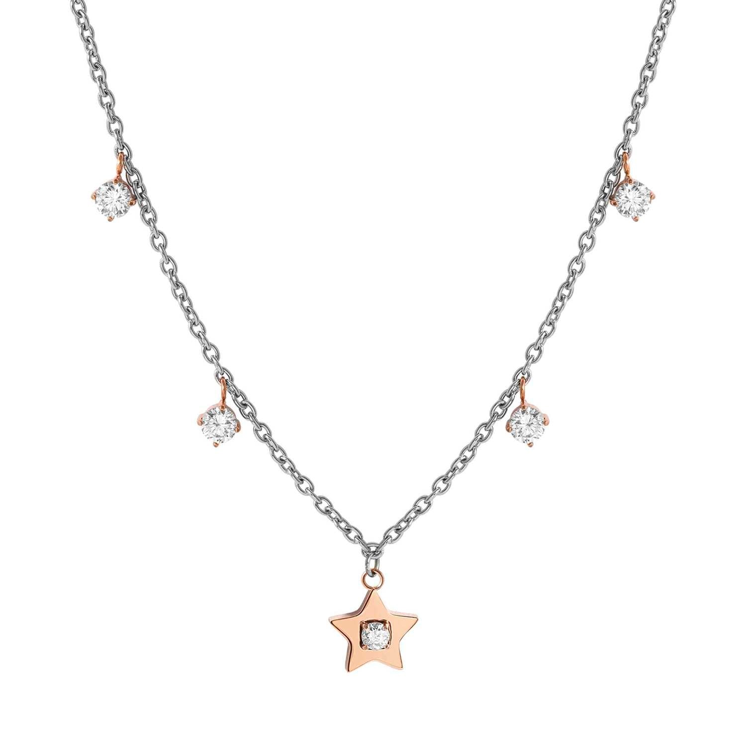 Nomination MYSOPHIE Halskette aus Edelstahl, dazu 1 Symbol und Charm-Anhänger, rosé PVD-beschichtet und mit Cubic Zirkonia verziert (023_Stern)