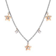 Nomination MYSOPHIE Halskette aus Edelstahl, dazu 3 Symbole und Charm-Anhänger, rosé PVD-beschichtet und mit Cubic Zirkonia verziert (023_Stern)