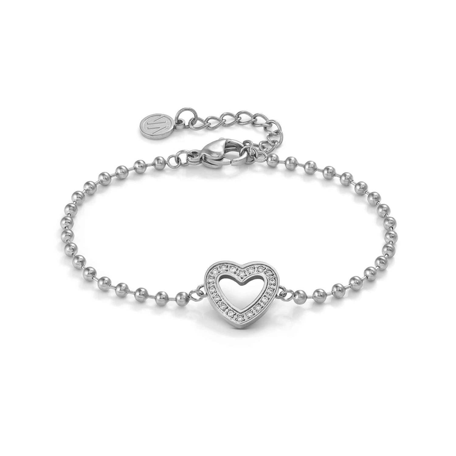 Nomination SOFFIO D'AMORE Armband aus Edelstahl, dazu mit Cubic Zirkonia besetztes Schmuckelement (022_Herz)
