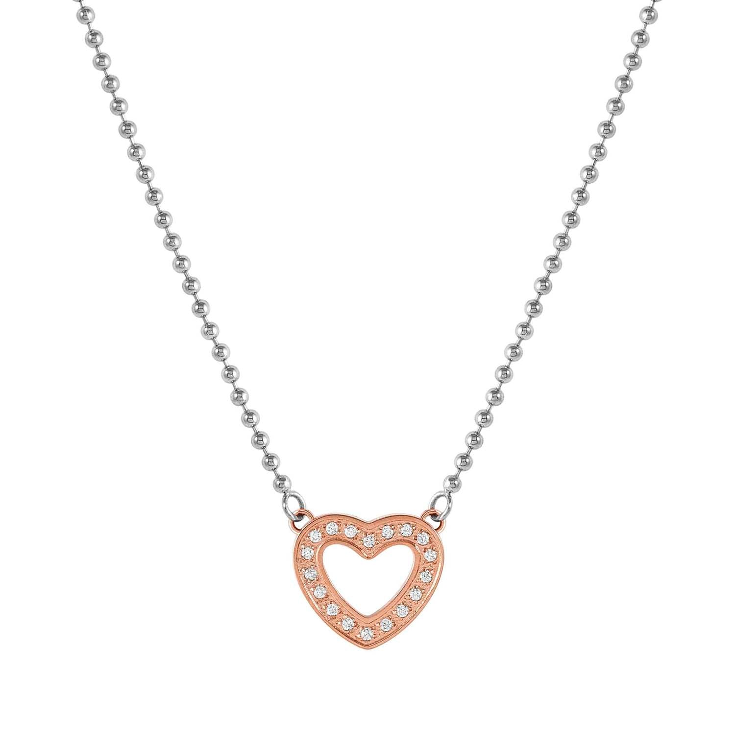 Nomination SOFFIO D'AMORE Halskette aus Edelstahl, dazu mit Cubic Zirkonia besetzter Anhänger, rosé PVD-beschichtet (022_Herz)