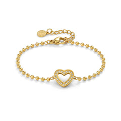Nomination SOFFIO D'AMORE Armband aus Edelstahl, gold PVD-beschichtet, dazu mit Cubic Zirkonia besetztes Schmuckelement (022_Herz)