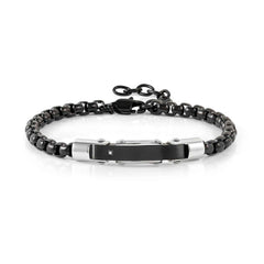 Nomination STRONG DIAMOND Armband (Ankerkette) aus Edelstahl, dazu mit 1 Diamant verzierte Plakette (030_Edelstahl und Schwarz)