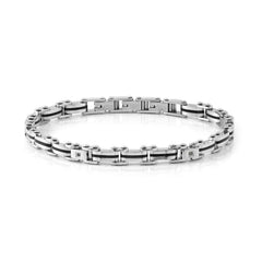 Nomination STRONG DIAMOND Armband (Bike-Kette) aus Edelstahl, mit PVD-Details und 4 Diamanten verziert (007_SCHWARZ)